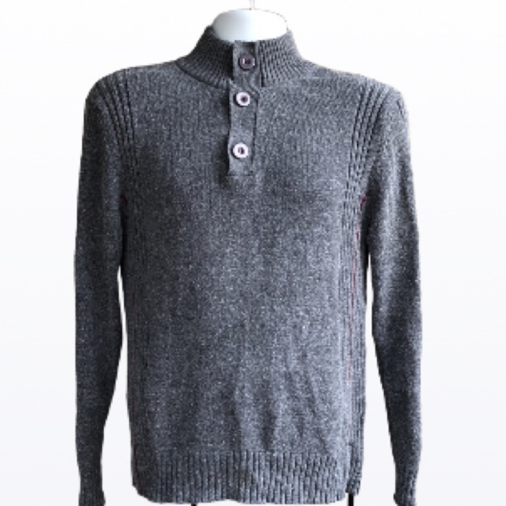 Henley style Level Eight men’s grey casual preppy sweater size large